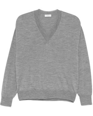 Peserico V-Neck Long-Sleeve Top - Grey