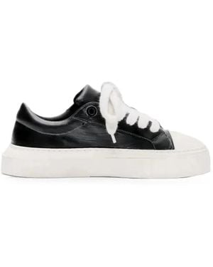 Cole Buxton The Wilson Court Contrast Toe-Cap Trainers - Black