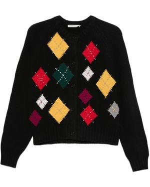 YMC Atomic Argyle Button Cardigan - Black