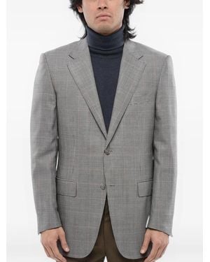 Corneliani Prince Of Wales Single-Breasted Blazer - Gray