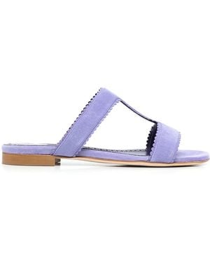 Manolo Blahnik Sandales Artas En Daim À Bords Festonnés - Violet