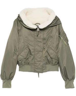 Ermanno Scervino Hooded Shearling-Lined Bomber Jacket - Green
