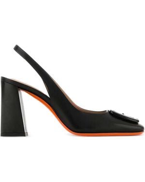 Santoni 85Mm Block-Heel Slingback Court Shoes - Black