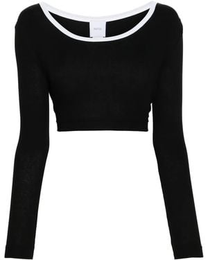 Patou Logo-Appliqué Ribbed Crop Top - Black