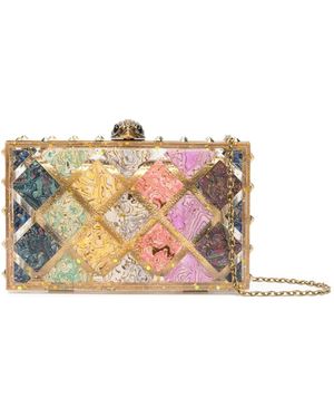 Kurt Geiger Crystal Quilt Box Clutch Bag - Metallic