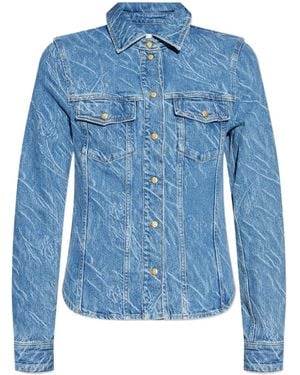 Ganni Acid-Wash Denim Shirt - Blue