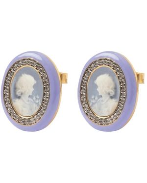 Cameo & Beyond Glam Ladies Stud Earrings - White