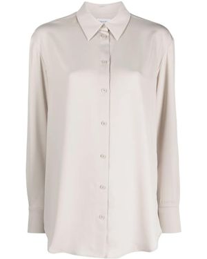 Calvin Klein Straight-Point Collar Long-Sleeve Shirt - White