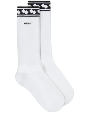 Versace Calcetines De Canalé Bordados - Blanco