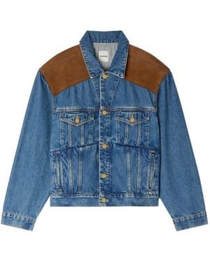 Sandro Contrast-Panel Denim Jacket - Blue