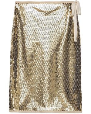 Prada Sequined Pencil Skirt Clothing - Natural