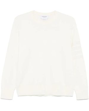 Thom Browne 4-Bar Stripe Crew-Neck Sweter - White