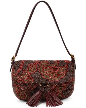 Maliparmi Blossom Bead-Embroidered Shoulder Bag - Brown