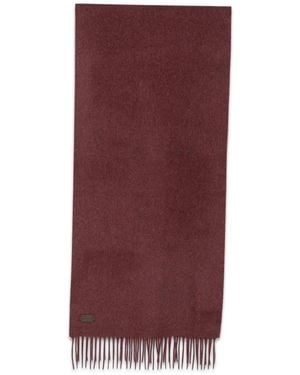 Canali Fringed Logo-Patch Scarf - Purple