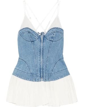 FETICO Zip-Up Corset Top - Blue