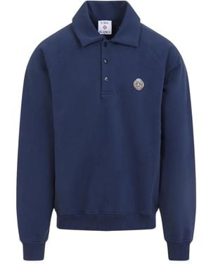 CASABLANCA Polo-neck Embroidered Sweatshirt - Blue