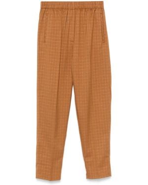 forte_forte Grid-Pattern Trousers - Brown