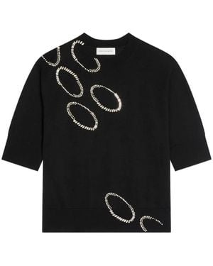 Dries Van Noten Embellished Knitted Top - Black