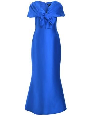 Badgley Mischka Wrap-Shoulder Gown - Blue