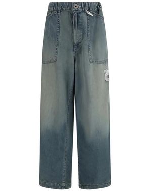 Maison Mihara Yasuhiro Belt Back Denim Trousers - Blue