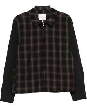Arte' Plaid-Pattern Zip-Up Jacket - Black