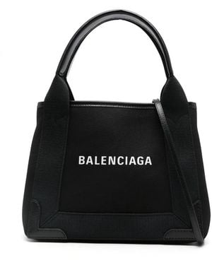 Balenciaga Small Cabas Logo Print Tote Bag - Black