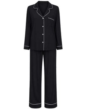 Eberjey Gisele Contrast-Piping Pyjamas - Black