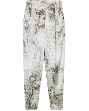 Giorgio Armani Pleat-Detail Tie-Dye Trousers - Grey