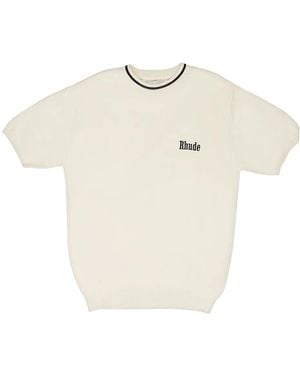 Rhude Logo-Detail Ribbed-Knit T-Shirt - White