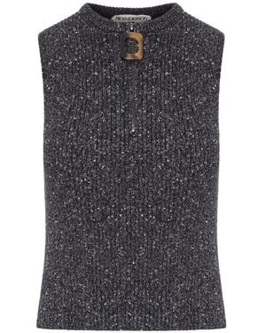 JW Anderson Ribbed-Knit Zip-Up Vest - Grey