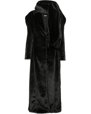 Gcds Scarf-Detail Faux-Fur Coat - Black