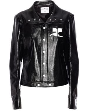 Courreges Reedition Logo-Patch Vinyl Jacket - Black