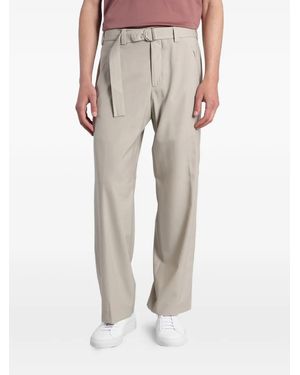 PT Torino Belted Straight-Leg Trousers - Natural
