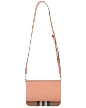 Burberry Mackford Check-Pattern Leather Shoulder Bag - White