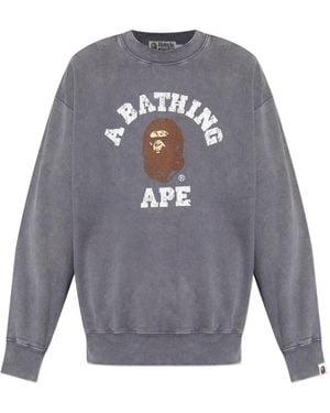 A Bathing Ape Sweatshirt mit Logo-Print - Grau