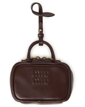 Miu Miu レザーポーチ - ブラウン