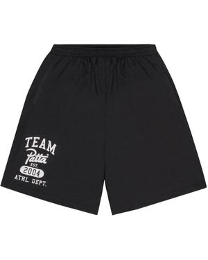 PATTA Elastic-Waist Track Shorts - Black