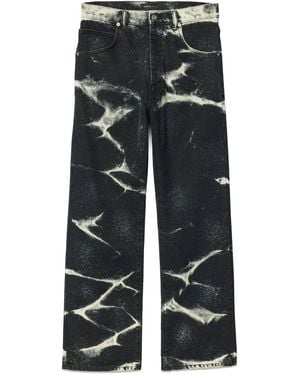 Purple Brand P018 Marble Coated Wide-Leg Jeans - Black