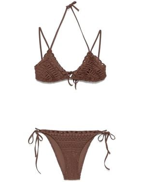 Ermanno Scervino Embroidered Bikini - Brown