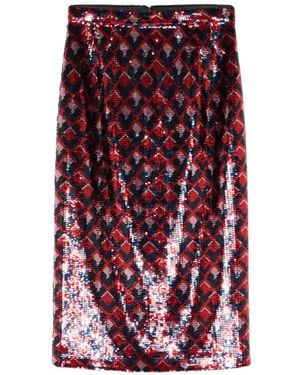 N°21 Sequinned Geometric Woven Skirt - Purple