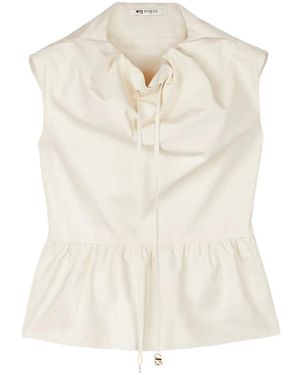 Ports 1961 Draped Peplum Top - White