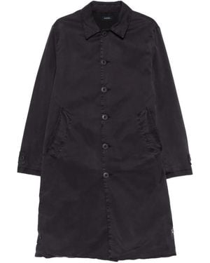 KEELING Buttoned Collared Single-Breasted Coat - Blue