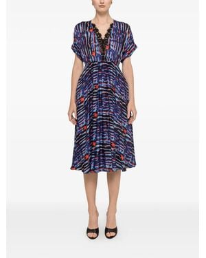 Nissa Printed Viscose Midi Dress - Blue