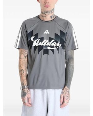 adidas Striped Logo T-Shirt - Grey
