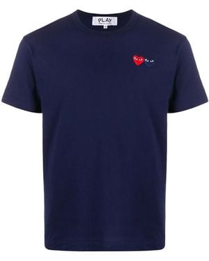 COMME DES GARÇONS PLAY ネイビー ダブル ハート T シャツ - ブルー