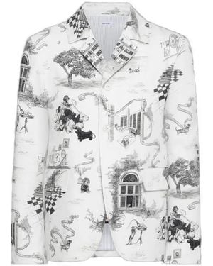 Thom Browne Hector Toile Print Cutaway Jacket - White