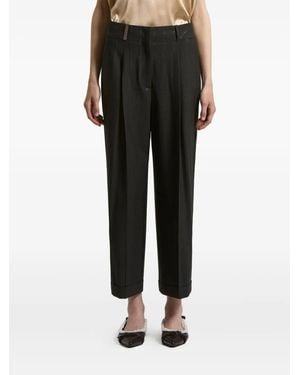 Peserico Gestreifte Hose Mit Faltendetails - Schwarz