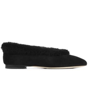 Jimmy Choo Margot Shearling-Trim Ballet Flats - Black