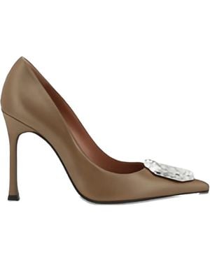 AMINA MUADDI 105Mm Camelia Crystal-Embellished Pointed-Toe Court Shoes - Brown