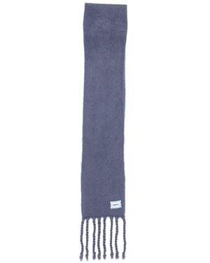 Bonsai Fringed Logo-Patch Scarf - Blue